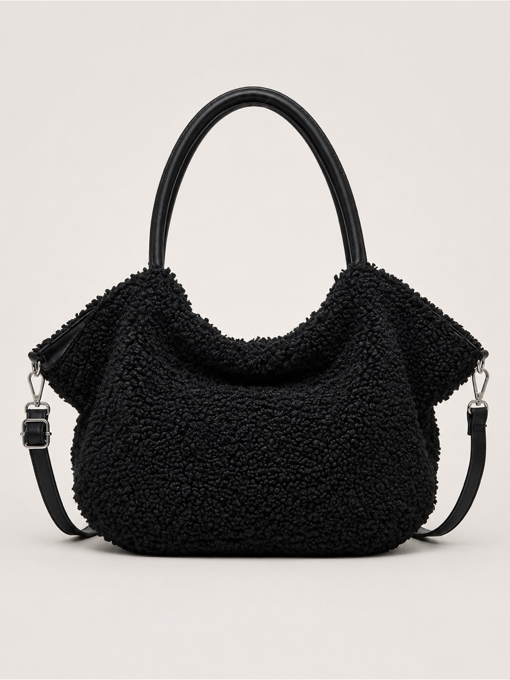 Zuri Teddy Satchel/Crossbody in Black by Jen & Co